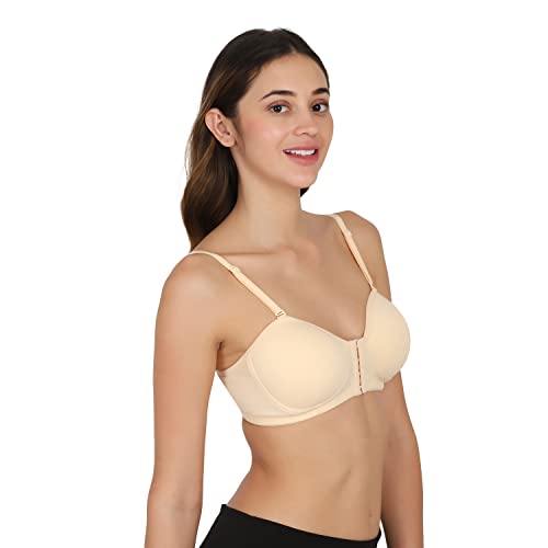 BODYSIZE Womens Front Open Padded Bra (Twin Hooks and Adjuster) Demi Cup Bra