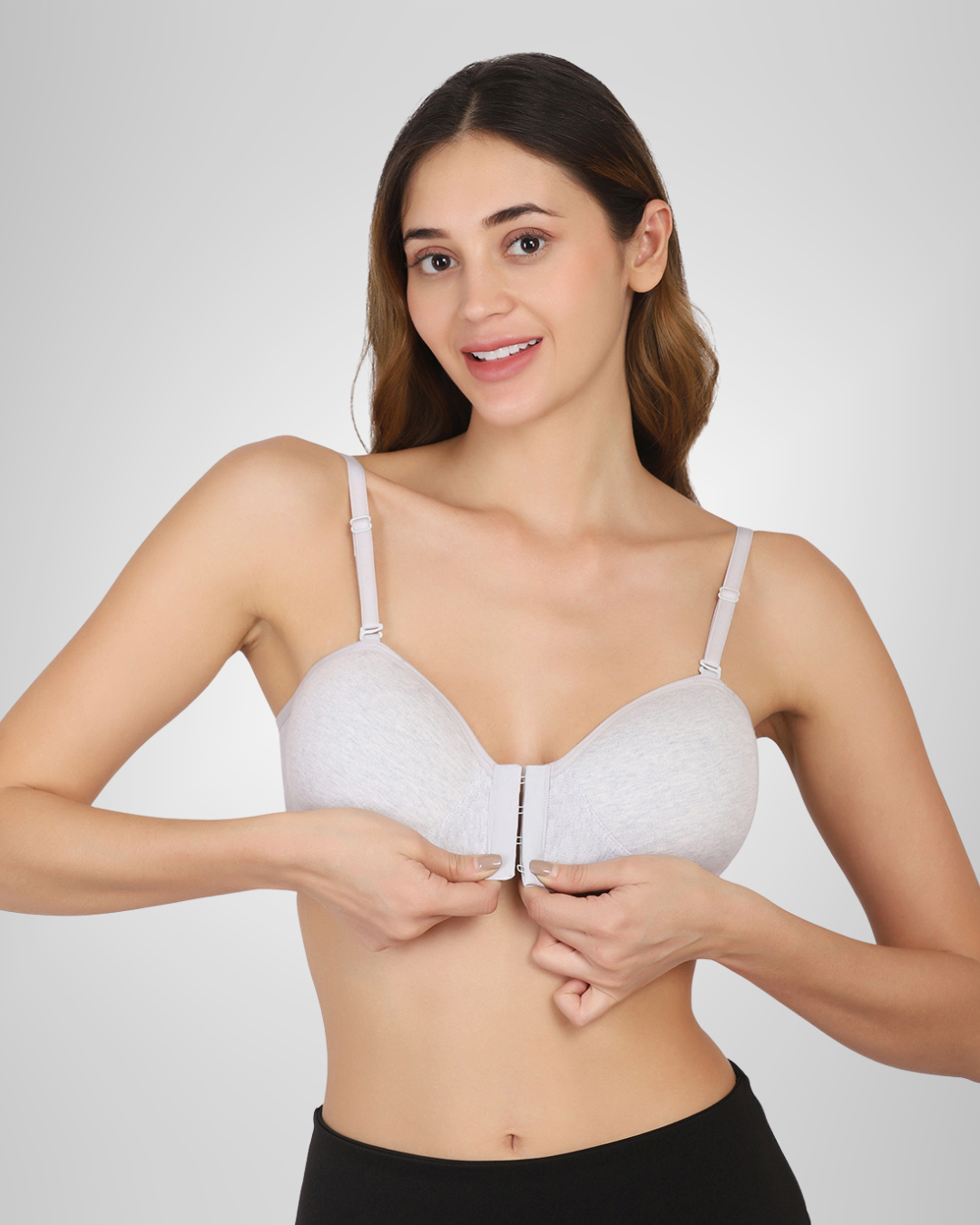 BODYSIZE Womens Front Open Padded Bra (Twin Hooks and Adjuster) Demi Cup Bra